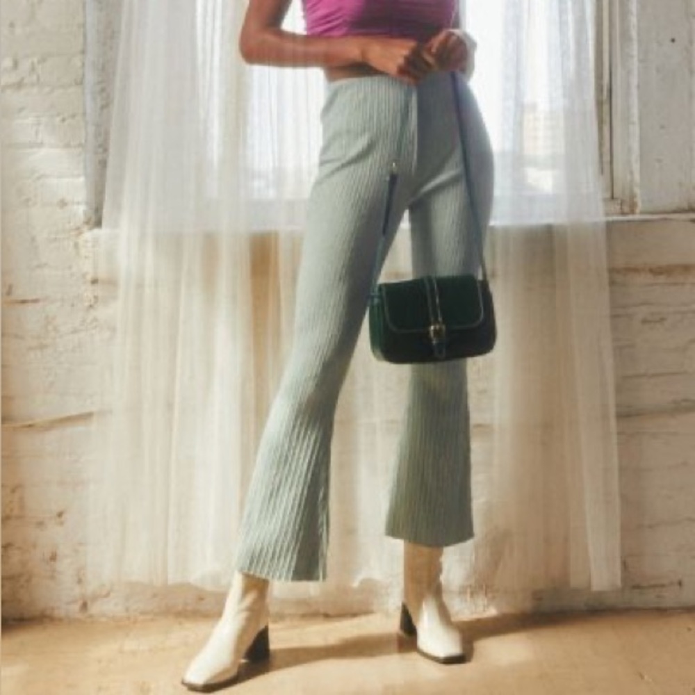 UO - NWOT Rosie Ribbed Flare Pants - Seaglass